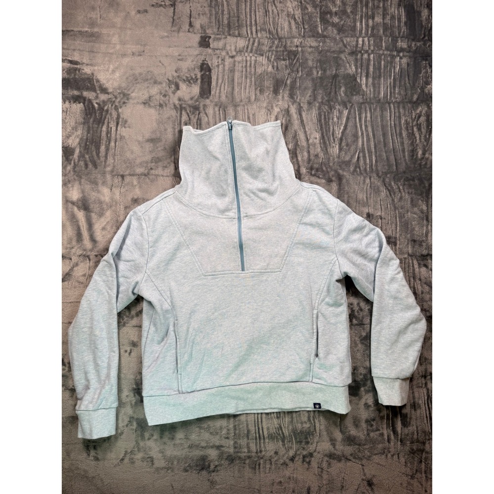 Ariat Sweatshirt Women S Blue 1/4 Zip Funnel Neck Fleece Pullover Pockets Logo